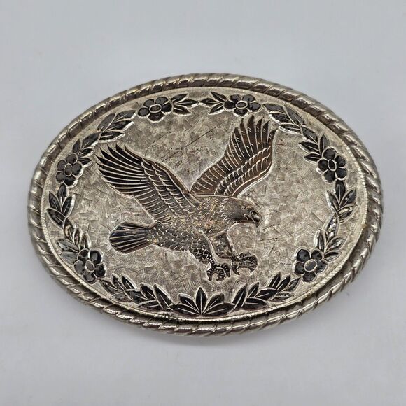 Other - Vintage Etched USA Made Western Flying Wings Wide Eagle Belt Buckle